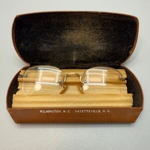 Vintage Gold Filled Wire Frame Glasses with Original Case and Paper Signed